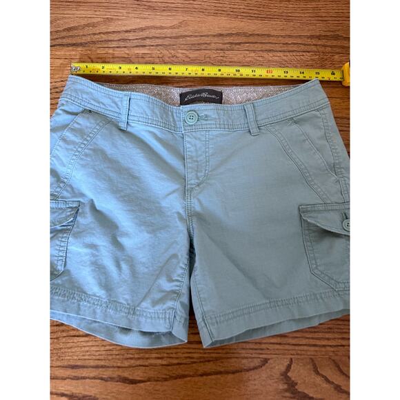 Eddie Bauer Ladies 2P Blue Gray Shorts 98% Cotton Pockets Button Zip Closure - Picture 2 of 11